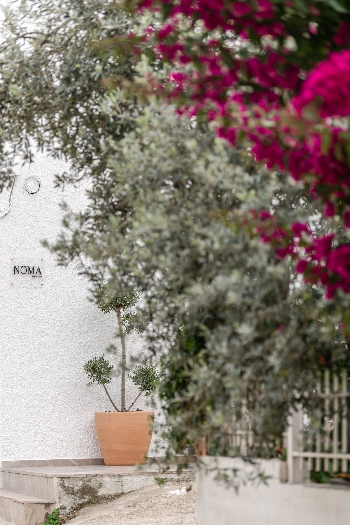 A view of the Noma Suites Tolo property exterior, showing its clean lines and surrounding nature.